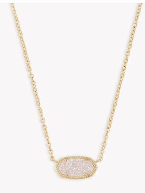 Kendra Scott Silver Chain Necklace with Sparkling Druzy Pendant - Women Jewelry